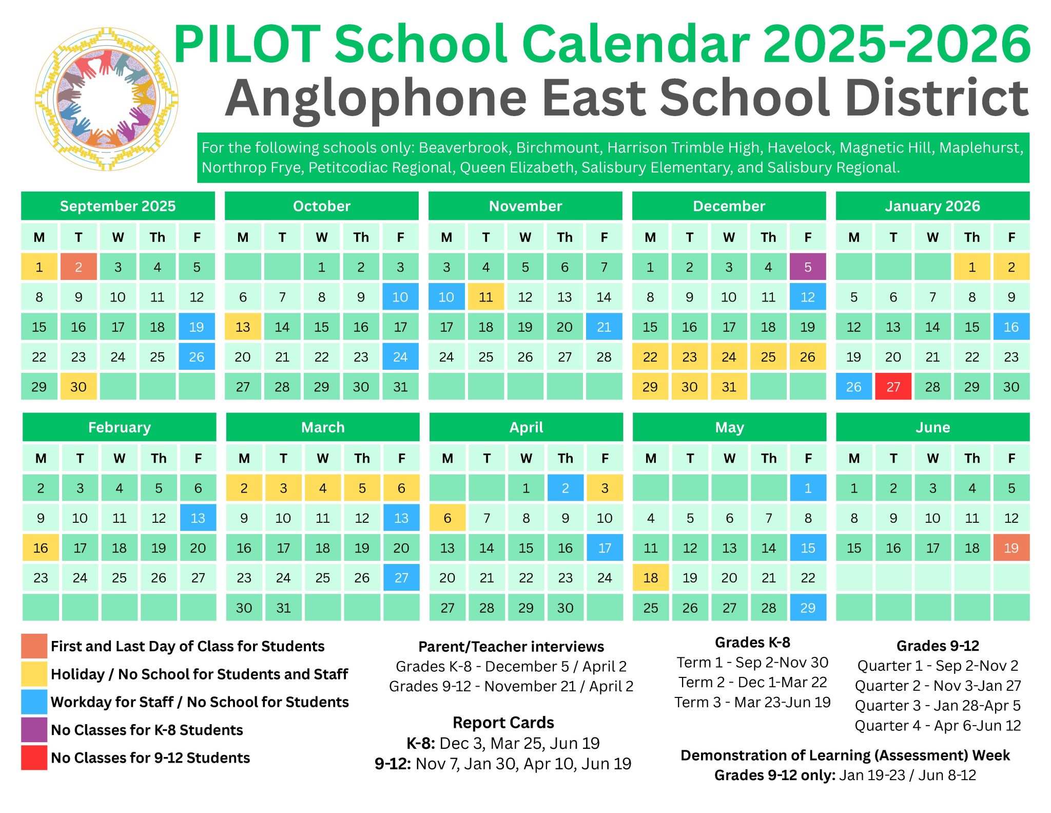 calendar-anglophone-east-school-district